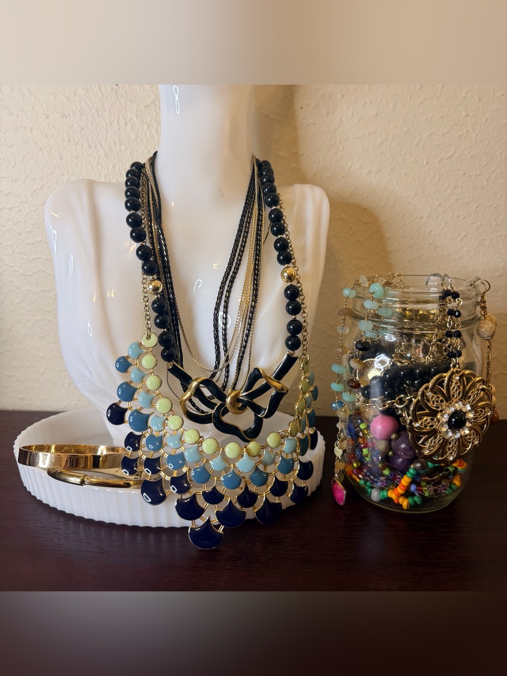 Vintage-Modern Jewelry Jar Bundle - All Gold Tone  20+ Pcs
